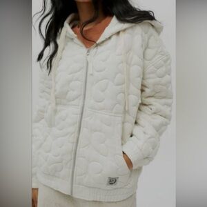 Urban Outfitters BDG Size Small White Butterfly Quilted Zip Hoodie